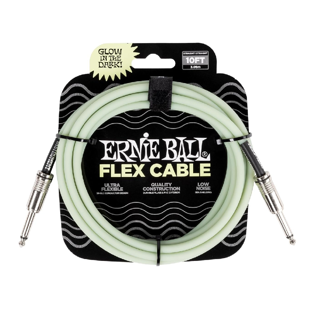 Ernie Ball Flex Glow in the Dark Düz/Düz Uçlu 3m Enstrüman Kablosu